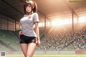 A woman in a soccer uniform holding a soccer ball.