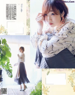 A magazine page with a picture of a woman smiling.