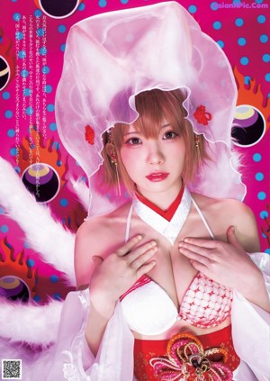 A woman in lingerie holding a sword in her hand.
