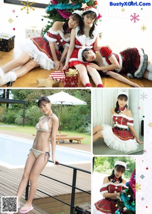 A group of girls in santa hats posing for a magazine cover.