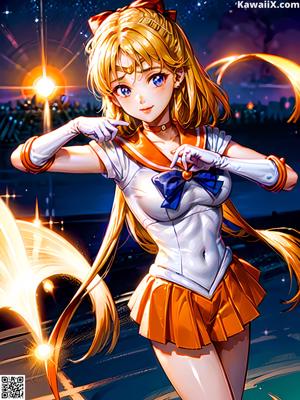 A girl in a sailor outfit is posing for a picture.